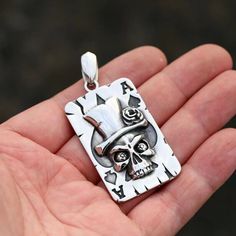 Mens Stainless Steel Skull Poker Pendant Necklace Gothic Punk Jewelry Chain 24" | eBay Retro Hip Hop, Necklace Gothic, Biker Jewelry, Gothic Skull, Daily Jewelry, Punk Jewelry, Jewelry Chain, Gothic Punk, Men's Necklace