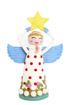 Angel Tree Topper - Joy - French Knot Angel Tree Topper, Angel Tree, Beautiful Angel, Christmas Charms, Hand Felted, Tree Topper, Christmas Tree Toppers, Beautiful Embroidery, Tree Toppers