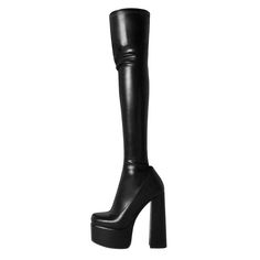 Shop Black Platform Thigh High Boots Zip Chunky Heels Dress Boots color Black for Dancing Club, Date, Going out, Night Club, Party with worldwide Free shipping & Free return. Black High Shaft Knee-high Boots For Party, Thigh High Platform Boots For Night Out, Black Knee-high Boots For Party, Black Knee-high Boots With High Shaft For Party, Black High Shaft Heeled Boots For Party, Fitted Platform Knee-high Boots For Evening, Trendy Fitted Platform Boots For Night Out, Edgy Thigh High Platform Boots For Party, Trendy Platform Knee-high Boots For Party