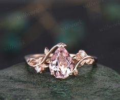 - Metal: Solid gold(10K/14K/18K white/yellow/rose gold),925 sterling silver,platinum available- Main Stone: 6x8mm pear natural Pink morganite- Accent Stone: round diamonds or moissanites- Wedding Band Stone: diamonds or moissanites- Band Width: 1.4mm- Can be personalized: Yes Delicate Pink Gold Wedding Ring, Delicate Rose Gold Morganite Ring, Blush Morganite Wedding Jewelry, Elegant Blush Wedding Ring, Morganite Ring Rose Gold, Pink Morganite Ring, Rose Gold Morganite Ring, Rose Gold Leaf, Engagement Ring Women