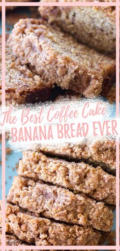 slices of banana bread with crumb cake topping Coffee Cake Banana Bread, Cake Banana Bread, Cake Banana, 8x8 Pan, Moist Banana Bread, Best Banana Bread, Banana Bread Recipe