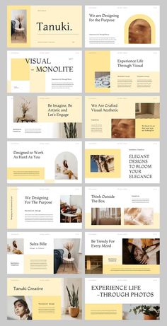 an image of a bunch of yellow and white slideshows with text on them