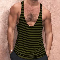 Season:Summer; Sleeve Length:Sleeveless; Gender:Men's; Style:Designer,Fashion,Muscle; Tops Type:Sleeveless Shirt,Vest Top,Undershirt,Tank Top; Occasion:Going out,Outdoor,Gym; Pattern:Striped; Neckline:Deep V; Listing Date:06/27/2023; Bust:; Length: Bodybuilding Tank Top, Undershirt Tank Top, Cheap Tank Tops, Sleeveless Outfit, Gym Tank Tops, V Neck Tank Top, Striped T Shirt, Vest Shirt, Casual Stripes