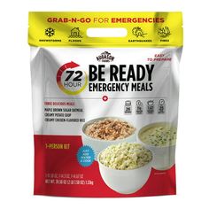 Are you prepared with enough food to get through a crisis? For most Americans, the answer is no. But when downed power lines, road damage, flooding, or winter whiteouts happen (to name a few), it can be difficult for emergency crews to reach you, especially in the first three or four days of an emergency. Augason Farms BE READY Emergency Meal kits take the gamble out of your safety and will help you BE READY for anything that comes your way. Make sure you are prepared in places like home, workpl Emergency Meals, Maple Brown Sugar Oatmeal, Survival Food Kits, Chicken Flavored Rice, Brown Sugar Oatmeal, Emergency Food Supply, Creamy Potato Soup, Banana Chips, Emergency Food