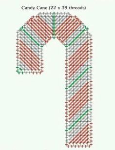 a cross stitch pattern with the number one in red, white and green striped yarn