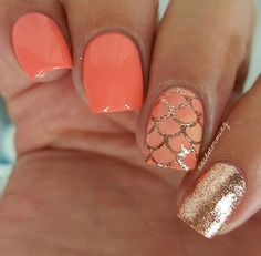 Summer nails Cruise Hacks, Tropical Nail Designs, Gold Manicure, Cotton Candy Nails, Nails 2018, Tropical Nails, Nails Matte, Nails Easy, Mermaid Nails