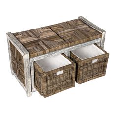 two wicker baskets are stacked on top of each other