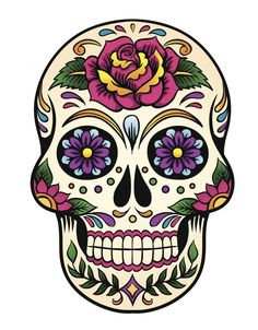 a sugar skull with flowers on it