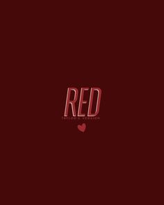 the word red is written in red letters on a black background with a small heart