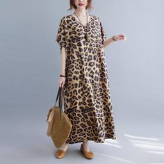 Features: Style: Casual Occasion: Daily Material: Polyester Neckline: V Neck Sleeve Type: Short Sleeves Pattern: Leopard Type: Summer Long Maxi Dresses Season: Summer Size Chart: Casual Leopard Print Dress For Spring, Casual Leopard Print Spring Dress, Casual Leopard Print Summer Dress, Casual Leopard Print Dress For Day Out, Cozy Dresses, Dresses For Women Casual, Long Maxi Dresses, Long Summer Dresses Maxi, Leopard Shorts