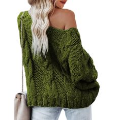 Green Oversize Pullover Knit Sweater Cable Knit Sweater Womens, Oversize Pullover, Cheap Sweaters, Fashion Sweaters, Sweaters Cardigan, Women Sweaters, Oversized Pullover, Knitted Pullover Sweaters, Winter Sweaters