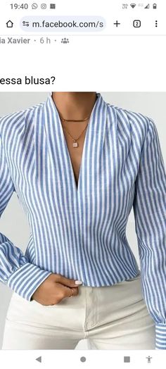 Lycra Tops For Women, Sewing Blouses For Women, Katie Sturino, Work Attire Women, Linen Style Fashion, Fancy Shirt, Woman Dresses, Fashion Top Outfits, Patterns Fashion