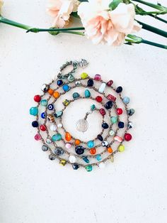 Multi Color Crochet Wrap Semi-precious Stones & Czech Glass - Etsy Multi Color Crochet, High Point Nc, Crochet Wrap, Glass Bracelet, Semi Precious Stones, Handmade Boho, Faceted Crystal, Crafty Stuff, High Point