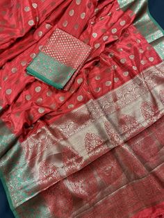 Red with Green Combination Semi-Tussar Silk Saree With Antique Zari Weaving Work | | Kaash Collection - Kaash Collection Red Slub Silk Sets For Festivals, Traditional Red Slub Silk Sets, Festive Red Slub Silk Dupatta, Red Semi-stitched Slub Silk Traditional Wear, Red Tussar Silk Designer Sets, Red Tussar Silk Designer Wear Sets, Red Slub Silk Traditional Wear For Diwali, Red Slub Silk Dupatta For Diwali, Red Unstitched Saree With Zari Weaving