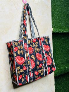 The Indian Hand Block Printed Cotton Quilted Women's Handbags from Rajasthan India. This Handbag is completely Indian Printed on good quality cotton. Cotton quilted travel Bag made by Indian Artisans, this cotton quilted shopping bag is totally unique and multi purpose. Use this for your grocery or as a travel bag. Perfect to suit all. Item :- Cotton Handbag Material: 100% Cotton Size :- Medium Size  Pattern: Floral Print Was Care - Home Washable Style: Tote Bag Color :- As Picture Shown Wash Ca Rectangular Zipper Pouch Bag For Travel, Rectangular Canvas Bag, Multicolor Rectangular Bags, Shopping Tote Bag With Zipper Pouch, Large Box Bag With Handles For Everyday Use, Multicolor Rectangular Shoulder Bag With Zipper Pouch, Large Black Box Bag For Everyday Use, Classic Rectangular Bag With Handles For Daily Use, Red Square Box Bag With Handles