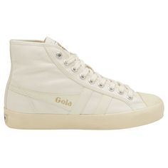 Buy Gola womens Coaster High sneaker online a www.golausa.com Retro Trainers, British Heritage, High Sneakers, Retro Sneakers, Shoe Gifts, Sneakers Online, Training Shoes, Superga Sneaker, White Sneakers