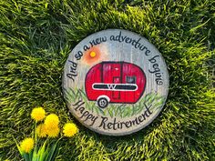 Retirement Gift, Red Camper, Camper Retirement Stone, Retirement Gifts, Hand Painted Garden Stone, Retirement Gift, Employee Appreciation by samdesigns22 on Etsy