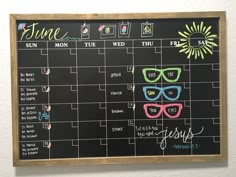 a chalk board with glasses drawn on it