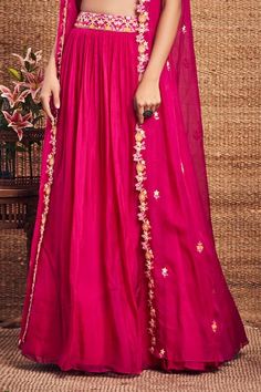 Buy Pink Soft Organza Embroidery U Neck Cape And Skirt Set For Women by Aneesh Agarwaal Online at Aza Fashions. Aneesh Agarwaal, Organza Cape, Organza Embroidery, Organza Skirt, Magenta Pink, Embroidered Neckline, U Neck, Cut Work, Embroidered Blouse