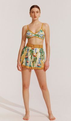 Shop KRISTINA pleated skort featuring a waistband. We’re pairing it with our KRISTINA one-piece swimsuits or bikinis. For comfort and coverage, yet feminine look. Feel elegant in our high waist vintage style skorts. Tropical Spring Swimwear With Built-in Shorts, Printed Fitted Shorts For Vacation, Spring Tropical Shorts With Elastic Waistband, Spring Tropical Print Shorts For Poolside, Fitted Tropical Style Shorts, Spring Tropical Print Poolside Shorts, Printed Tropical Shorts For Spring, Summer Beach Bottoms With Waistband, Spring Vacation Shorts With Banded Waist