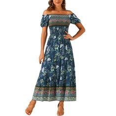 Boho Floral Dress for Women's Square Neck Midi Smocked Dress This short-sleeved dress with a square neck and boho floral design highlights your stylish wearing style in the crowd. Suits for beach, vacation, weekend, picnic, shopping, dating, outdoor, daily wear, casual, etc. Pair with pretty bags and_ high heels to complete the fashion look. Measurement (in inches) Size----------Total Length----------Chest Girth----------Waist Girth-------Sleeve Length XS---------------------45.3---------------- Sweetheart Neck Dresses, Smocked Dresses, Flowy Mini Dress, Wearing Style, Floral Squares, Boho Floral Dress, Midi Short Sleeve Dress, Pretty Bags, Sleeved Dress