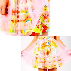 So So Cute!! Picture Doesn’t Do It Justice! Care Bear Lining With A Sheer Top Lining Mix. Stretch Waist Cute Picture, Iron Fist, Spring Fling, Care Bear, Skull Print, Sheer Top, Vintage Skirt, So Cute, Do It