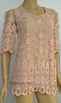 AP Expressions Blouse In Peach Spring Cotton Lace Top With Lace Trim, Feminine Cotton Lace Top For Spring, Elegant Floral Embroidered Lace For Summer, Elegant Summer Lace With Floral Embroidery, Feminine Crochet Lace Top For Spring, Spring Crochet Cotton Lace Top, Spring Cotton Lace Blouse With Lace Work, Spring Lace Blouse With Lace Patchwork, Lace Patchwork Blouse For Spring