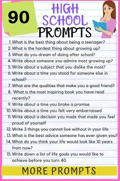 a poster with the words high school proms written in pink and yellow on it