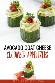 Avocado Goat Cheese Cucumber Appetizers Goat Cheese Cucumber, Cold Apps, Avocado Goat Cheese, Avocado Appetizer, Cucumber Appetizers, Healthy Side Dish Recipes, Back To School Recipes, Roasted Pineapple