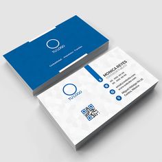 a business card designed to look like it has a q logo on the front and side