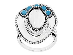 Southwest Style By JTV™ 3x3mm Round Cabochon Sleeping Beauty Turquoise Rhodium Over Silver Cowboy Hat Ring. Measures approximately .87"L x 1.11"W. Not sizeable. Finished under gallery. Adjustable Western Style Summer Jewelry, Turquoise Western Style Summer Jewelry, Adjustable Blue Turquoise Western Ring, Adjustable Western Style Blue Turquoise Ring, Adjustable Oval Western Style Turquoise Ring, Adjustable Oval Turquoise Western Ring, Adjustable Blue Turquoise Ring In Western Style, Western Style Jewelry For Summer Gift, Western Style Summer Jewelry As A Gift