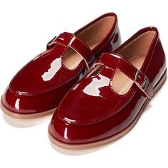 Paula loafers are a classic style that'll work with everything from school tailoring to jeans and even dresses. They can withstand years of wear with the right care. This pair is made from glossed-leather and has a traditional penny slot and chunky soles. | Age of Innocence | Hannah 2.0 Glossy Leather T-Bar Strap Shoes (Burgundy, Size 34) | Maisonette collects the best children’s products from around the world (unlike Zulily, Etsy, The Tot, Farfetch Kids, Childrensalon, Crate and Kids, Kohls, Wayfair, Buy Buy Baby, Nordstroms, Mini Boden, J.Crew Factory, or PotteryBarn Kids), creating a curated shopping experience for you. Think of us as your shortcut to fashion for litte ones! Strap Shoes, Buy Buy Baby, Mini Boden, At School, Shoe Shop, Mary Janes, Patent Leather, Ready To Wear, Genuine Leather