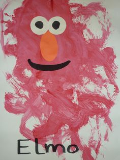 an elmo handprinted on paper with the words elmo