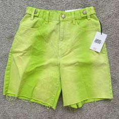 Lime Green Carpenter Shorts From Urban Outfitters. Size 26, Never Worn. Trendy High Waist Bermuda Shorts For Summer, Trendy Bermuda Jean Shorts For Spring, Green Bermuda Shorts With Pockets For Spring, High Waist Green Bermuda Shorts For Summer, Green Relaxed Fit Bottoms For Summer, Green Relaxed Fit Bermuda Shorts For Spring, High Waist Green Shorts For Summer, High Waist Green Summer Shorts, Green Short Bottoms For Summer