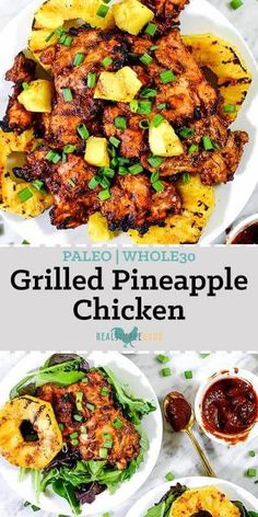 grilled pineapple chicken on a white plate