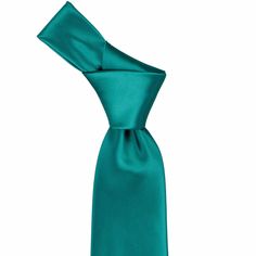 a teal colored neck tie on a white background