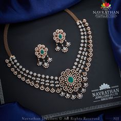 Diamond necklace with delicate drop earrings creating a truly mesmerizing spectacle.  We are open from 10 am to 8 pm  𝐋 𝐨 𝐜 𝐚 𝐭 𝐢 𝐨 𝐧 : M.G. ROAD, JAYANAGAR, RAJAJINAGAR, C T STREET  For Enquiry: +91 9108701007  #navrathan #navrathanjewellers #thisisnavrathan #jewelry #jewellerydesign #JewelleryAddicts #jewellerylovers #expressyourself #jewelryaddict  #timelesstreasures  #luxuryjewellery  #southindianjewellery #bridaljewellery #diamondjewellerycollection #southindianbride #northindianbride #sign Diamond Necklace Set Bridal, Gold Set Design, Simple Necklace Designs, Light Necklace, Simple Jewellery, Real Diamond Necklace, Bridal Jewelery, Cross Jewelry Necklace, Indian Bridal Jewelry Sets