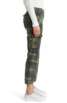 Break out these cotton-blend cargo pants for off-duty days with utilitarian elements like side pockets and a camo pattern. 26 1/2" inseam; 16" leg opening; 10 1/2" front rise; 13 1/2" back rise (size 29) 98% cotton, 2% polyurethane Machine wash, line dry Made in the USA of imported fabric Camouflage Relaxed Fit Straight Leg Cargo Pants, Combat Cotton Cargo Pants For Fall, Military Style Relaxed Fit Cargo Pants For Fall, Military Style Cargo Pants For Fall, Fall Military Style Relaxed Fit Cargo Pants, Camouflage Straight Leg Cotton Cargo Pants, Camouflage Straight Leg Cargo Pants With Pockets, Camouflage Cotton Straight Leg Cargo Pants, Camouflage Cotton Cargo Jeans