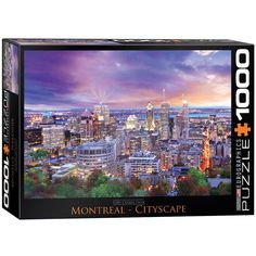 a puzzle box with the city skyline at night