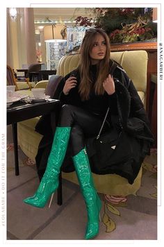 Green High Heels, Shoe Model, Miss Lola, Platform Heels Boots, Thigh Boots, Thigh High Boots Heels, Platform Block Heels, Stiletto Boots, Hats For Sale