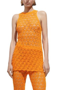 Add an artisanal touch to your sunny-weather look in a sheer crocheted minidress trimmed with sweet scallops. Slips on over head Crewneck Sleeveless Sheer; base layer shown not included 86% cotton, 14% polyester Hand wash, line dry Imported Sleeveless Mini Dress With Scalloped Edges For Summer, Sleeveless Crochet Dress With Scalloped Lace For Summer, Summer Sleeveless Crochet Lace Mini Dress, Summer Crochet Lace Sleeveless Mini Dress, Fitted Sleeveless Crochet Dress With Crochet Trim, Fitted Crochet Dress With Scalloped Lace For Beach, Spring Beach Crochet Dress With Scalloped Lace, Sleeveless Open Knit Mini Dress, Spring Mini Length Crochet Top With Trim