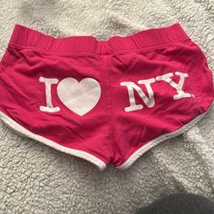 I Ny Short Shorts - Size L Never Worn No Tag Color Bright Pink Summer Pajama Shorts With Letter Print, Summer Cotton Bottoms With Letter Print, Summer Letter Print Pajama Shorts, Letter Print Pajama Shorts For Summer, Pink Letter Print Short Bottoms, Cute Cotton Bottoms With Letter Print, Summer Cotton Pajama Shorts With Letter Print, Cotton Pajama Shorts With Letter Print For Summer, Short Bottoms With Letter Print For Spring