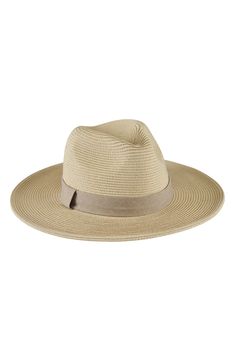 A tightly braided texture enhances the laid-back vibes of this Panama hat trimmed with a chambray band. UPF 50+ sun protection Packable Paper/polyester Spot clean Imported Lightweight Straw Hat For Spring Outdoor, Lightweight Spring Hat Bands For Outdoor, Lightweight Straw Hat For Outdoor Spring Activities, Travel Woven Panama Hat In Paper Straw, Packable Straw Hats For Outdoor, Casual Packable Straw Hat For Outdoor, Travel Woven Paper Straw Panama Hat, Packable Straw Hat With Curved Brim For Outdoor, Travel Panama Hat Woven From Paper Straw