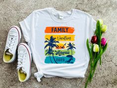 Hawaii Shirt, Family Trip 2023 Shirts, Family Vacation Hawaii 2023 Shirts, Family Matching Vacation Shirts, Hawaii Vacation Outfit CUSTOM texts or designs We do custom orders. Send us your picture or design and we will print it! Any design from our shop can be placed on sweatshirts, hoodies and tanks. We always send mockups for approval before sending to production! We also have kids (infant, toddler and youth) sizes, V-neck t-shirts. Just message us for details! The shirts are Adult Unisex Soft Florida Trip Shirt Ideas, Hawaii Vacation Outfits, Matching Vacation Shirts, Vacation Shirts Beach, Family Vacation Tshirts, Vacation Hawaii, Family Reunion Shirts, Reunion Shirts, Family Vacation Shirts