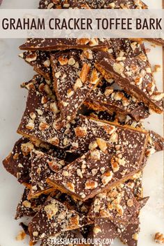 graham cracker toffe bark on a cutting board