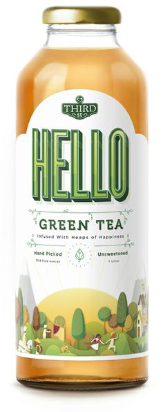 a jar of hello green tea on a white background