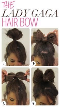 Easy up do Gibson Tuck, Lady Gaga Hair, Wacky Hair Days, Wacky Hair, Bow Hairstyle, Hair Tutorials Easy, Crazy Hair Days, Crazy Hair, Hair Dos