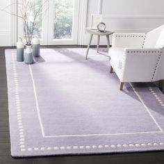 Safavieh Bella 151 Lavander/Ivory Area Rug Room Scene Lavender Rug, Solid Area Rugs, Solid Color Rug, Silver Rug, Ivory Area Rug, Wool Runner Rug, Ivory Rug, Big Girl, Hand Tufted Rugs