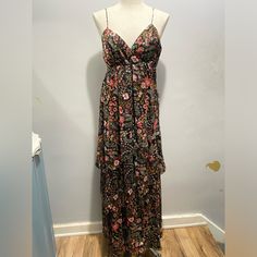 Forever 21 Nwt Tiered Maxi Gown. Adjustable Straps. Side Zipper Closure. Not See Through Fully Lined Floral Print Sundress Maxi Dress For Night Out, Floral Sundress Maxi For Night Out, Floral Print Sundress For Night Out, Forever 21 V-neck Sundress Maxi Dress, Forever 21 Flowy Sundress Maxi Dress, Forever 21 Flowy Maxi Dress, Forever 21 Sundress In Maxi Length, Flowy Forever 21 Maxi Sundress, Forever 21 Sleeveless Sundress Maxi Dress