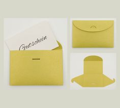 a yellow envelope with a card inside and an envelope in the middle that says guttschn